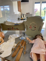 Ancienne Poupées Bambino Petit Frere De Bleuette Et Bleuette Avec Trousseau