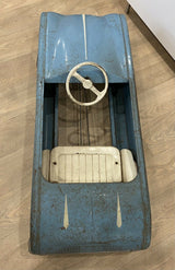 Ancienne Voiture À Pedale En Tole Couleur Bleu